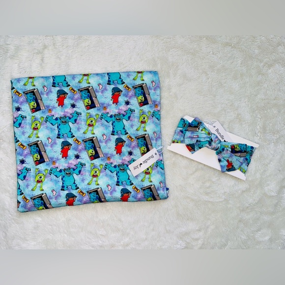 NWT Monster Inc Bamboo Swaddle & Headband Set - Picture 5 of 5